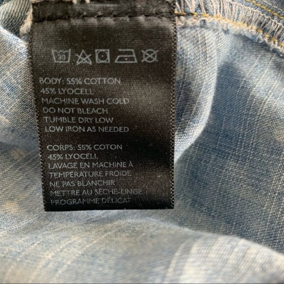 Urban Outfitters BDG Polka Dot Chambray Short Sleeve Button Down Top Extra Small - Picture 8 of 8